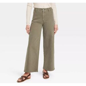 Women's Wide-Leg Olive Pants